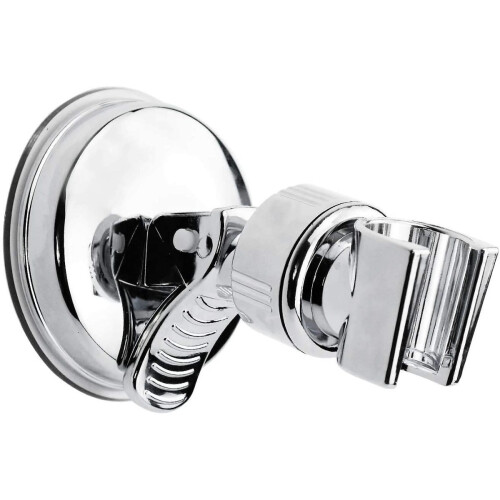 Chrome Finish Universal Wall Mounted Bracket, Fully Adjustable Shower Head Holder With Strong Suction, Easy To Install Abs Plastic Construct