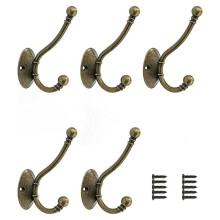 Ganchos decorativos vintage para sombreros, puertas y paredes, ganchos dobles resistentes de aleación de zinc estilo rústico para perchero,
