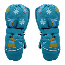 Mănuși de schi îngroșate cu desene animate, rezistente la vânt, impermeabile, antiderapante, cu manșetă lungă