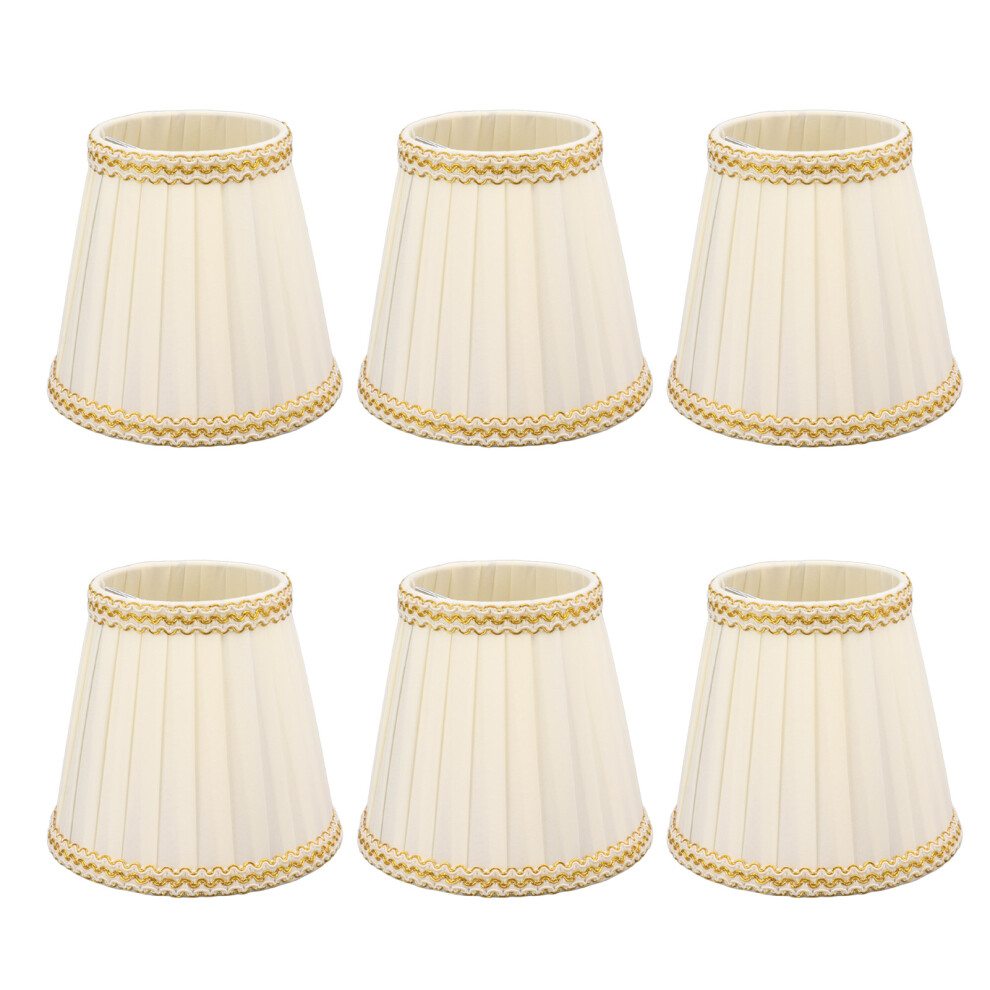 6Pcs Small Lamp Shade Clip On Drum Lampshade Cloth Compatible With Chandelier Candle Bulbs Lighting Accessories 3564946426647