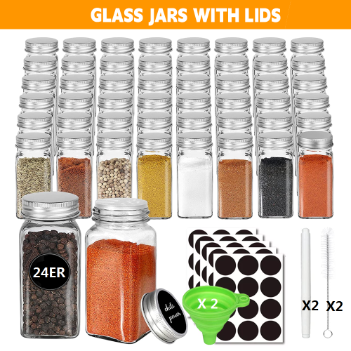 24-teiliges Gewürzglas-Set mit Aluminiumdeckel 2