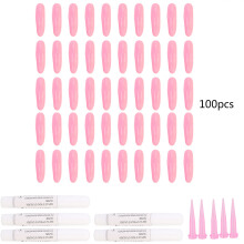 False Nail Tips With Adhesive Tabs, Diy Acrylic Gel French Tips Compatible with Nail Art Lovers, 100Pcs M Size Light Pink Almond Press On Na