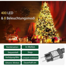 Guirlande Lumineuse Sapin No?L, 2M 16 Branche 400 LED Guirlande Lumineuse Arbre Noel avec 8 Modes et Minuteur, Ilumineuse de sapin de No?l