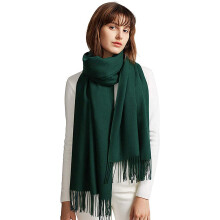 Warmer Damen-Herbstschal aus schlichter Baumwolle mit Quasten/Fransen