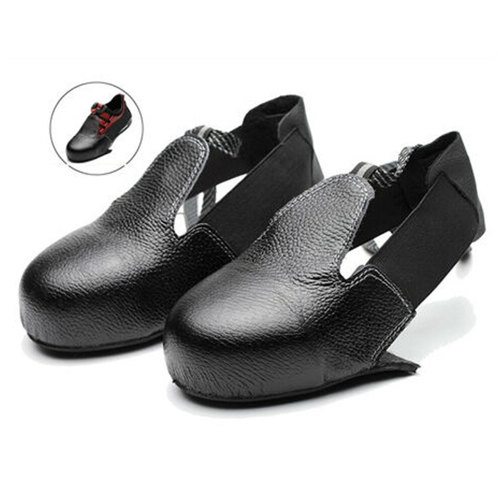 Non-Slip Sole Safety Shoe Covers, Steel Toe Cap Universal Stretch Leather Overshoes With Adjustable Strap Compatible With Workplace Safety A 3564946446010