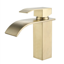 Moderne goldene Wasserfall-Waschtischarmatur mit einstellbarer Warm- und Kaltwasserfunktion