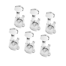 Silver 6R Locking Guitar Tuners Set 1:18 Gear Ratio Guitar Tuning Pegs for Electric Guitar Replacement