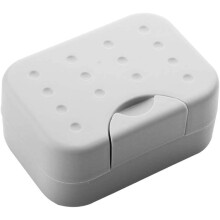 Gray Plastic Soap Dish with Leakage Prevention and Fast Drying Rack for Bathroom and Travel