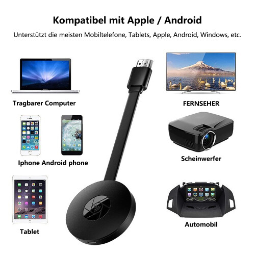 Miracast-dongle, trådløs HDMI-dongle-streaming, trådløs displaymodtager, Cast til iPhone/iPad/Android/iOS/Windows/Mac bærbar computer, pc ti 1