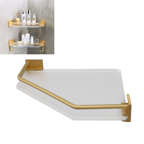 Acrylic Corner Floating Shelf Gold, Wall-Mounted