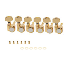 Gold Locking Guitar Tuners 6 Inline RightHanded Set for Strat Tele, 16:1 Precise Tuning Pegs