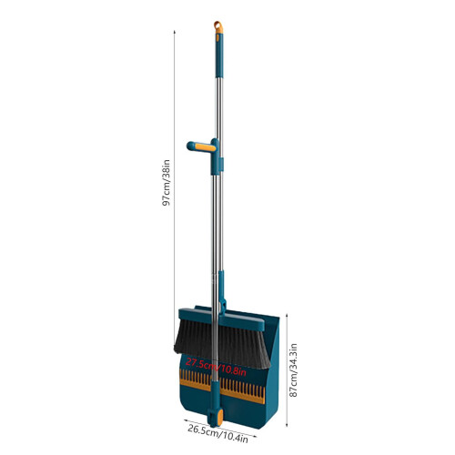 Standing Broom Set with Ergonomic Long Handle Dustpan, Adjustable Pole for Indoor Kitchen and Garage 1