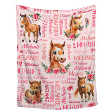 Baby Blanket Custom Horse Design with Name, Soft Cozy Throw for Kids and Teens 50x60