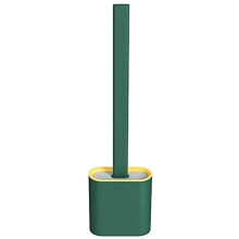 Silicone Toilet Brush and Holder Set with Flexible Bristles, Long Handle, Upright Drainage Holder for Bathroom Cleaning