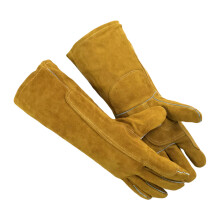 Double Layer Leather Welding Gloves Long Soft Heat Resistant