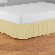 Queen Bed Skirt Ivory Cotton Ruffled Design 16 Inch Drop Queen Size Fit Easy Bedroom Upgrade