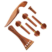 4/4 Full Size Rosewood Violin Accessories Set with Tailpiece Pegs and Chinrest, Patterned Inlay Finish