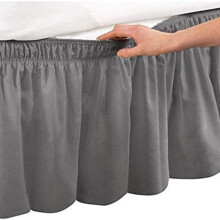 Full Bed Skirt Dark Grey 24 Inch Drop, Adjustable Elastic Fit, Silky Soft Cotton, Full Coverage