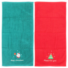 Christmas Hand Towels Santa Claus Embroidered Soft Cotton Set for Bathroom and Kitchen Holiday Decor