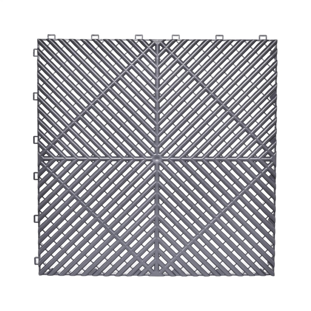 40 Pack Nonslip Interlocking Garage Floor Tiles, Heavy Duty Vented Flooring For Workshop And Gym, Gray 9330225150725