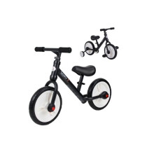 11-inch Kids' Balance Bike with Removable Training Wheels, Footrests, and EVA Tires – Gift for Boys and Girls – Black