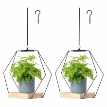 2 Pcs Wooden Hanging Plant Shelf Boho Style Floating Planter Holder for Indoor Outdoor Home Decor
