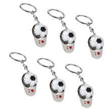 6PCS Soccer Themed Key Rings Zinc Alloy Football Keychains-A