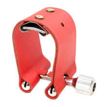 Alto Saxophone Ligature Leather Red with Secure Reed Grip and Warm Centered Tone for Classical Performance