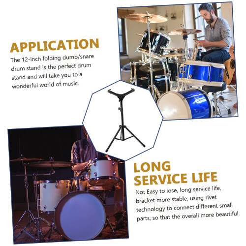 Adjustable Snare Drum Stand with Foldable Tripod Base, Multi‑Angle Positioning, Lightweight Black 1