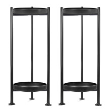 2 Pack 2 Tier Metal Plant Stand Indoor Outdoor, Tall Black Flower Stand for Living Room Balcony