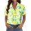 Women's Button-Down Shirts, Short Sleeve, V-Neck,-Orange S 3