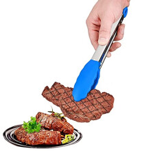 Silicone BBQ Tongs with Nonstick Tips and Secure Lock, Heat Resistant Grill Cooking Tongs for Kitchen and Outdoor Grilling