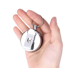 Badge Holder with Heavy Duty Metal Portable Beel Clip, Stainless Steel Case With Recoil Key Ring, for Security Passes And Keys
