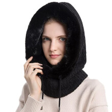 Dikke gebreide damesmuts met sjaal, wintermuts met fleecevoering, warme nekwarmer