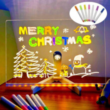 LED Note Board with Colors, Acrylic Dry Erase Board with Light, Glowing Acrylic Message Marker Board, Light up Dry Erase Board with Stand as