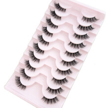 Faux cils naturels demi-cils courts et fins à bande transparente, effet œil de chat 3D, faux cils en vison.