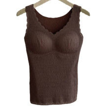 Intimo termico, canotta senza maniche, top caldo invernale da donna, corpo aderente con imbottitura sul seno