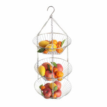 Regulowane, wielopoziomowe, wiszące kosze druciane, 25 cm x 9,06 cala, organizer kuchenny ze stali nierdzewnej, dekoracyjny design, kompaty