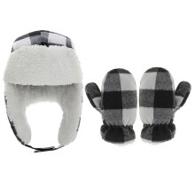 Chapéu Lei Feng preto com proteção para orelhas, ideal para homens no inverno, confeccionado em lã grossa e quente.