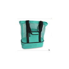 Hochwertige Strandtasche aus Nylongewebe mit Netzeinsatz, komfortablem Tragegriff, auslaufsicherer, stabiler Kühltasche für Strand, Picknick