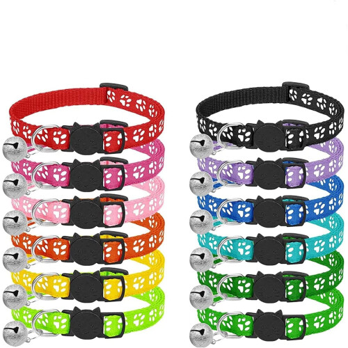 Reflective Cat Collars with Safety Buckle, Customized Text Adjustable Pet Collar Compatible with Enhanced Visibility, Includes Well-Attached