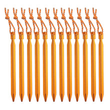 12er-Pack Zeltnägel – Outdoor-Zelt-Erdanker aus Aluminiumlegierung, dreikantig, robust, mit Seil, 18 cm