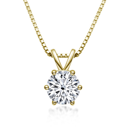 Ασημένιο μενταγιόν Moissanite, στρογγυλό μενταγιόν μονόπετρο με λαμπρή κοπή και