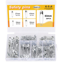 300 Spille di sicurezza, Mini spille di sicurezza in metallo con scatola portaoggetti, 5 misure: Spille di sicurezza piccole e grandi, 18 mm