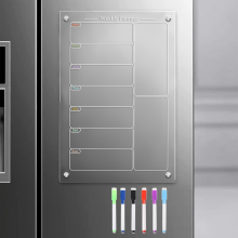 Tablica magnetyczna z menu akrylowym, kompatybilna z kuchnią, kalendarz tygodniowy z akrylowym, kompatybilny z lodówką, tablica suchościer