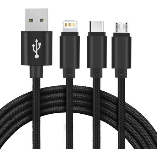 Versatile 3In1 Multi Usb Charging Short Cable, Fast Charging With High Current Compatible with Apple And Android Devices, Featuring High-Qua