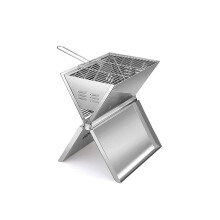 Foldable Portable Charcoal Grill Stainless Steel Notebook Style BBQ Smoker for Camping Patio Backyard