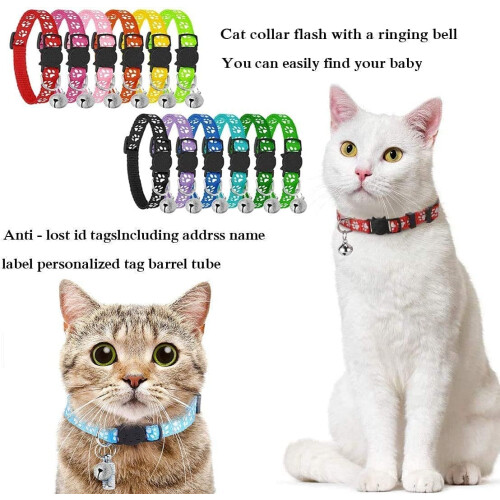 Reflective Cat Collars with Safety Buckle, Customized Text Adjustable Pet Collar Compatible with Enhanced Visibility, Includes Well-Attached 1
