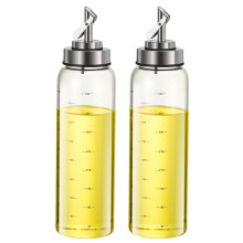 Hittebestendige oliedispenser set, flessen van borosilicaatglas, geschikt voor de keuken, gemakkelijk schoon te maken en te vullen dankzij d