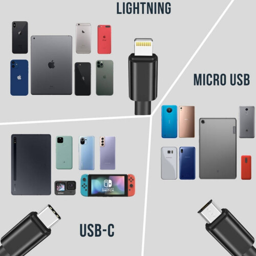 Versatile 3In1 Multi Usb Charging Short Cable, Fast Charging With High Current Compatible with Apple And Android Devices, Featuring High-Qua 2